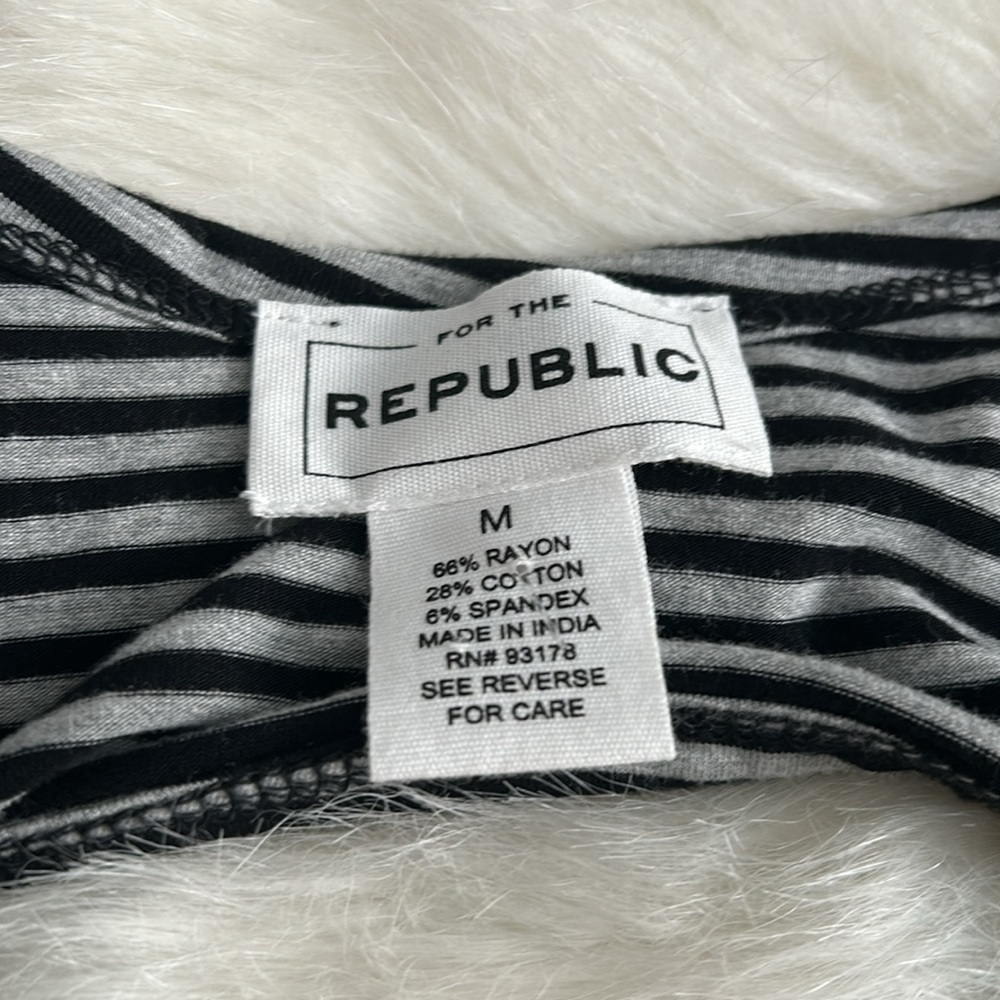 For The Republic gray and black striped short sleeve cut out back dress - Picture 7 of 7